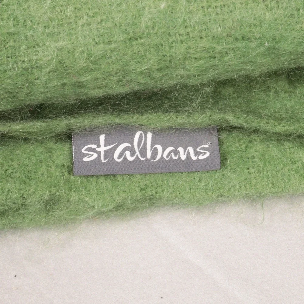 Vintage St Albans Pure Mohair Throw Blanket Fringe Green Australia  50